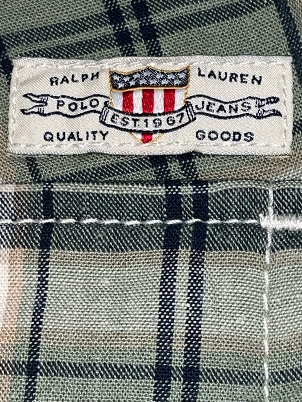 Ralph Lauren Shorts Mens 42 Green Blue Plaid Cargo Cotton Polo Jeans Co. Preppy - Picture 5 of 5